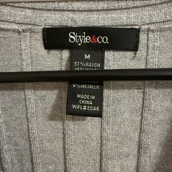 NWOT Style & Co. Silver V-Neck Women's Sweater - Picture 2 of 3